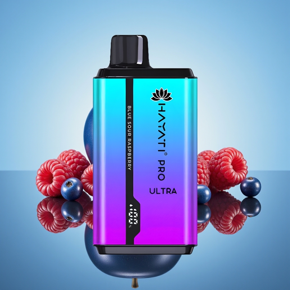 Hayati Pro Ultra 15000 퍼프 디스포저블 베이프 블루 사우러 라즈베리 (850mAh, 2×12ml, 2%)