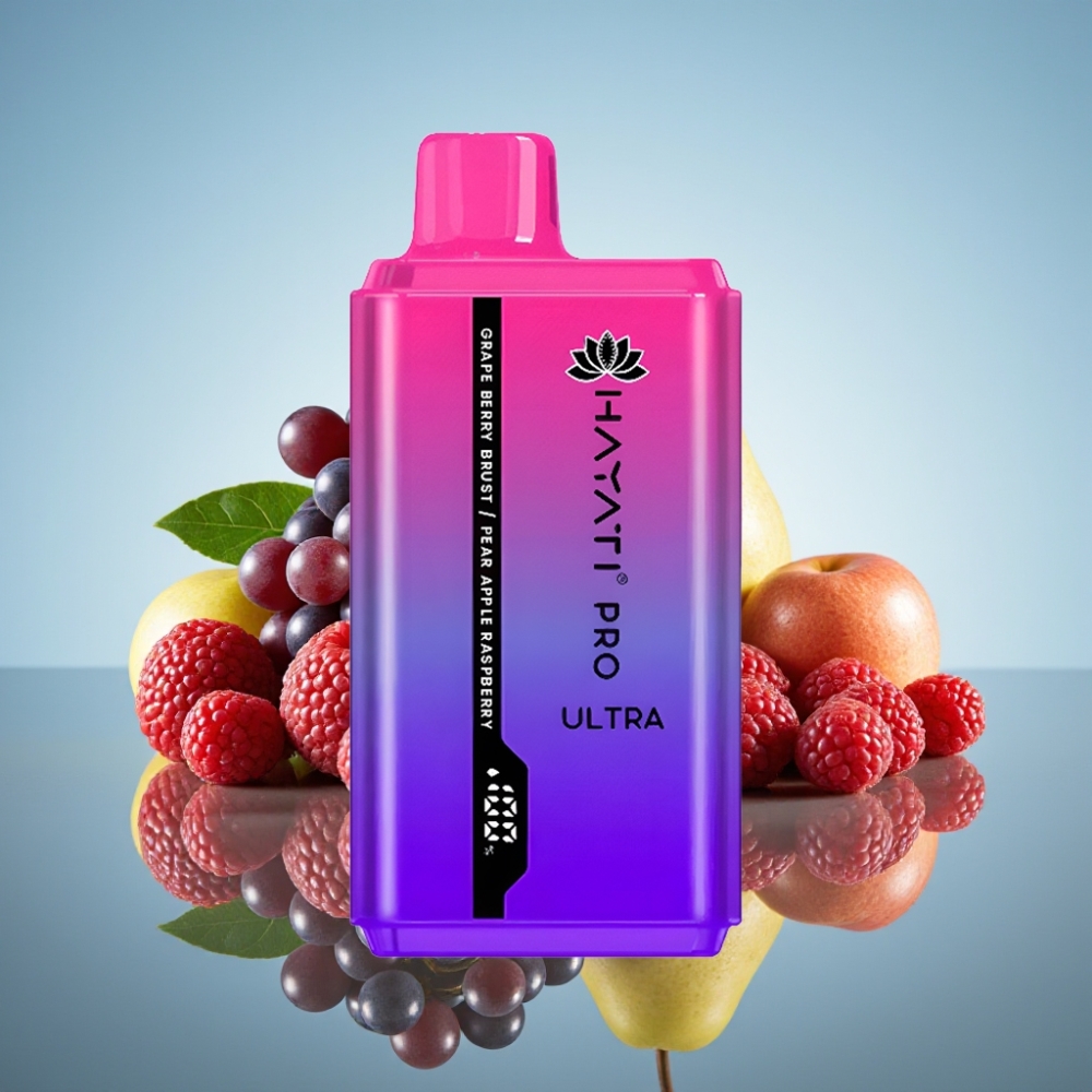 Hayati Pro Ultra 15000 퍼프 디스포저블 베이프 그레이프 베리 버스트 페어 애플 라즈베리