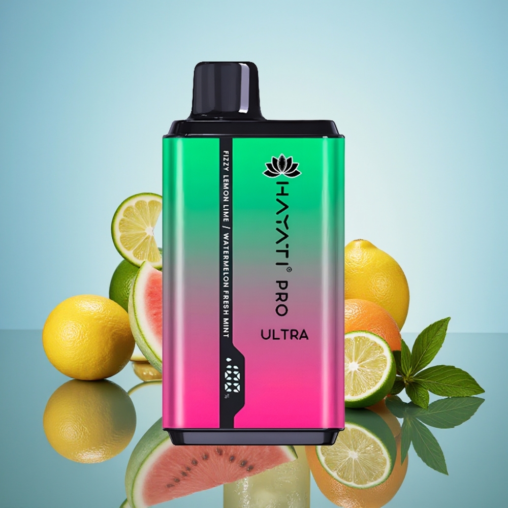 Hayati Pro Ultra 15000 퍼프 디스포저블 베이프 피지 레몬 라임 워터멜론 프레시 민트