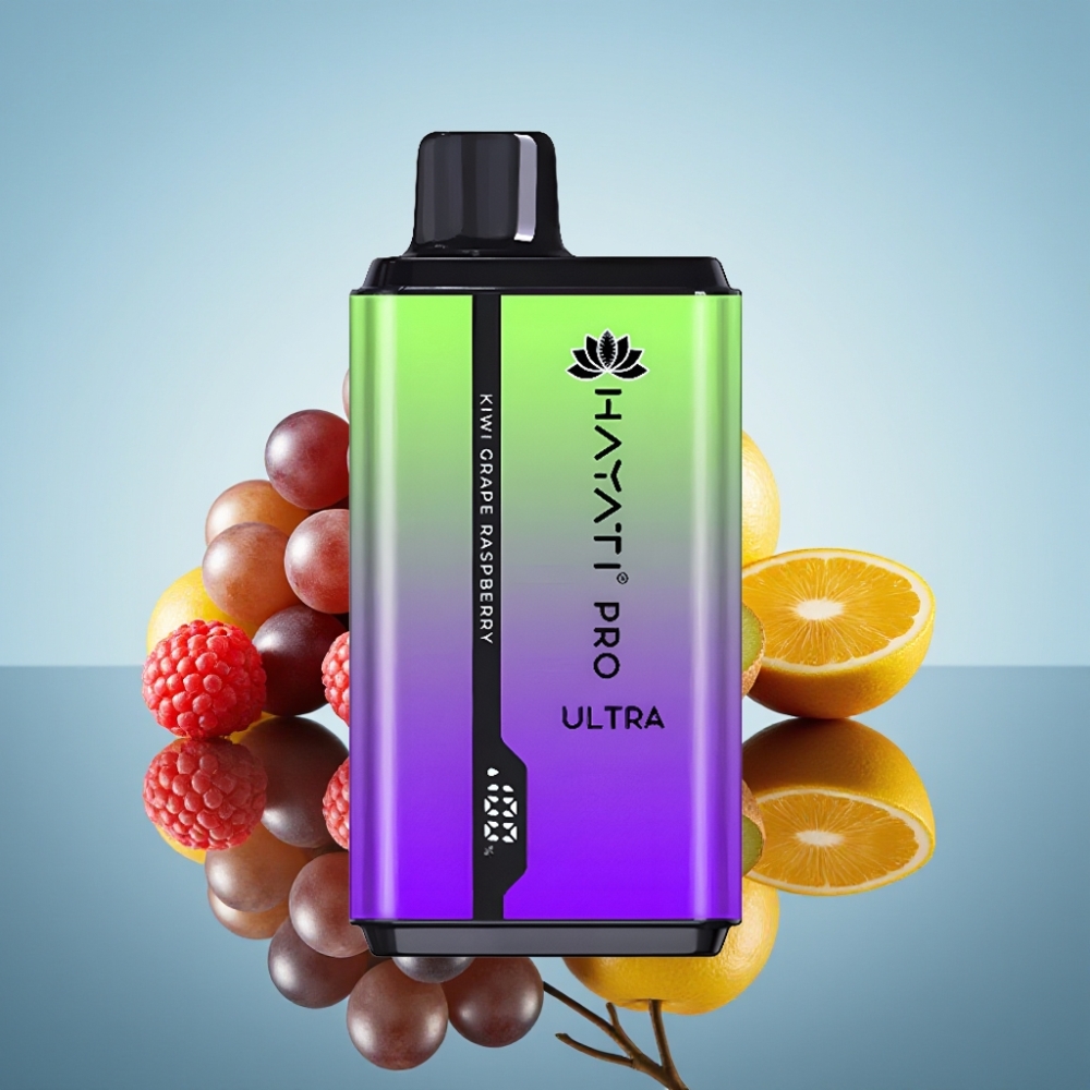 Hayati Pro Ultra 15000 퍼프 키위 그레이프 라즈베리 디스포저블 베이프