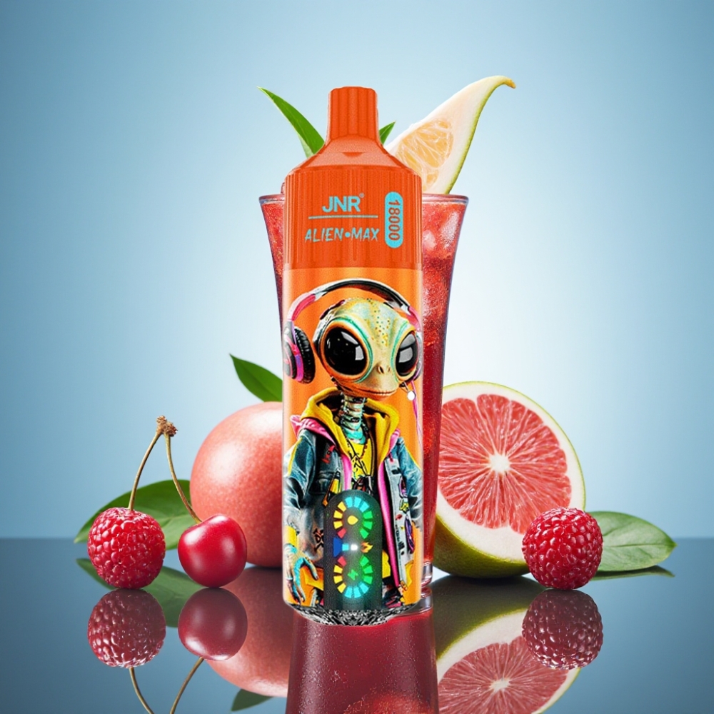 JNR Alien Max 18000 퍼프 스마트 LED 디스플레이 더블 메시 코일 피지 체리 콜라
