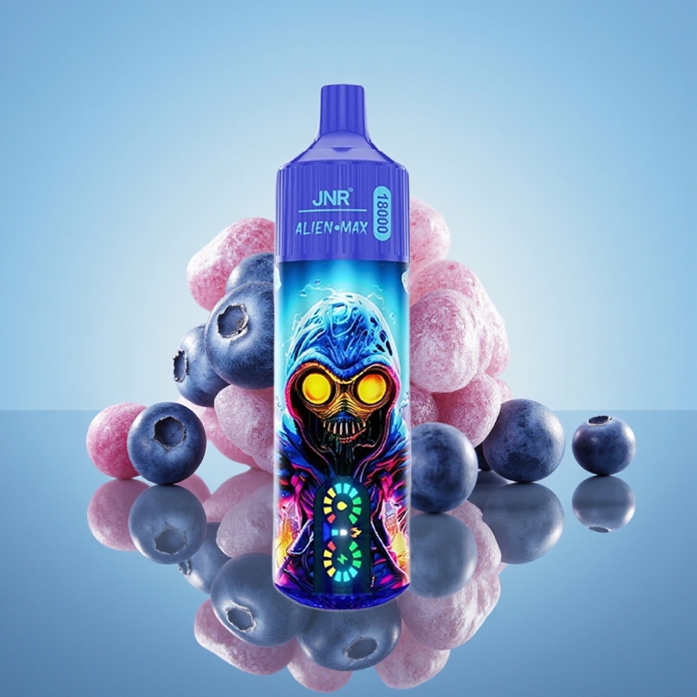 JNR Alien Max 18000 퍼프 블루베리 버블검 더블 메시 코일 스마트 LED 디스플레이