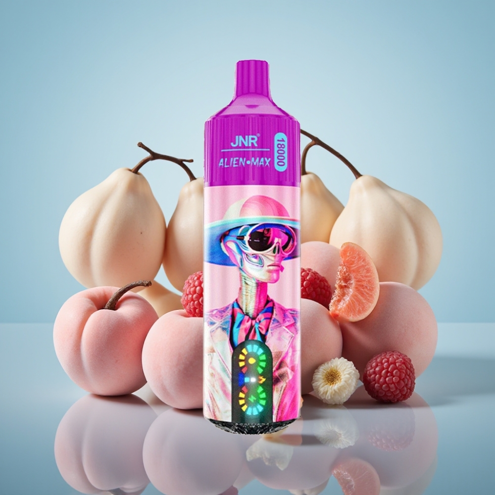 JNR Alien Max 18000 Puffs 듀얼 메시 코일 화이트 피치 라즈 일회용 베이프