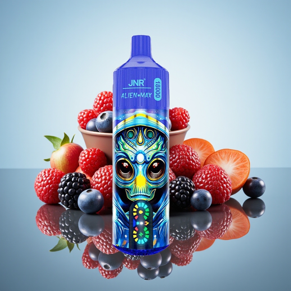 JNR Alien Max 18000 퍼프 듀얼 메시 코일 디스플레이 베리 믹스 전자담배