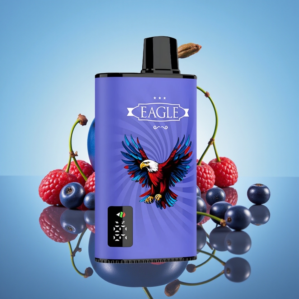 JNR EAGLE Smart 23000 퍼프 디스포저블 베이프 블루 라즈 체리 (디지털 스크린, 1.0옴 메시 코일, 조절 가능한 에어플로우)