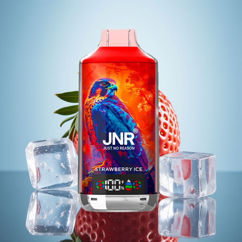 JNR Falcon X 18000 퍼프 스트로베리 아이스 디지털 디스플레이 듀얼 메쉬 코일