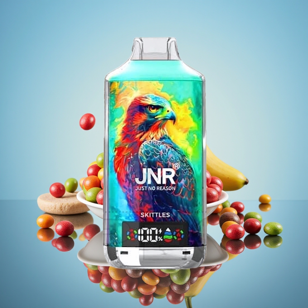 JNR Falcon X 18000 퍼프 스키틀즈 디지털 디스플레이 듀얼 메시 코일