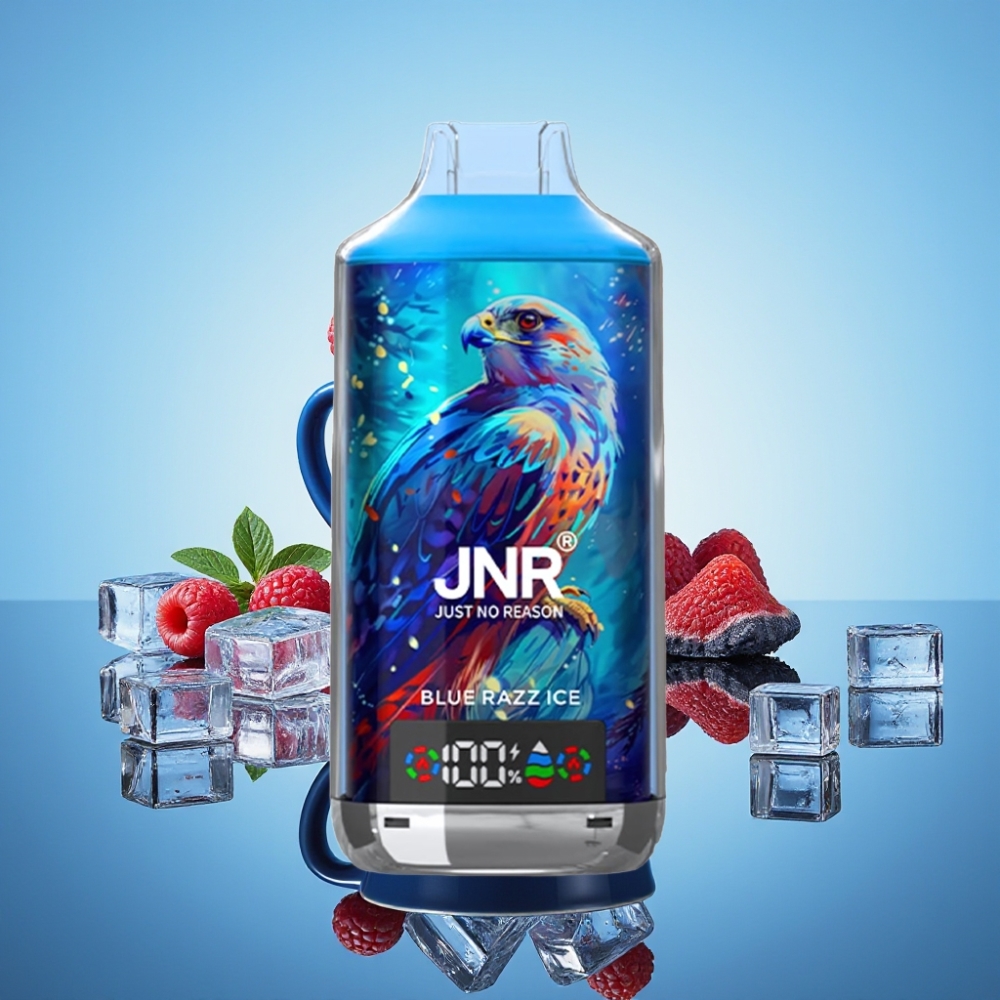 JNR Falcon X 18000 퍼프 듀얼 메시 코일 블루 라즈 아이스 디스포저블 베이프