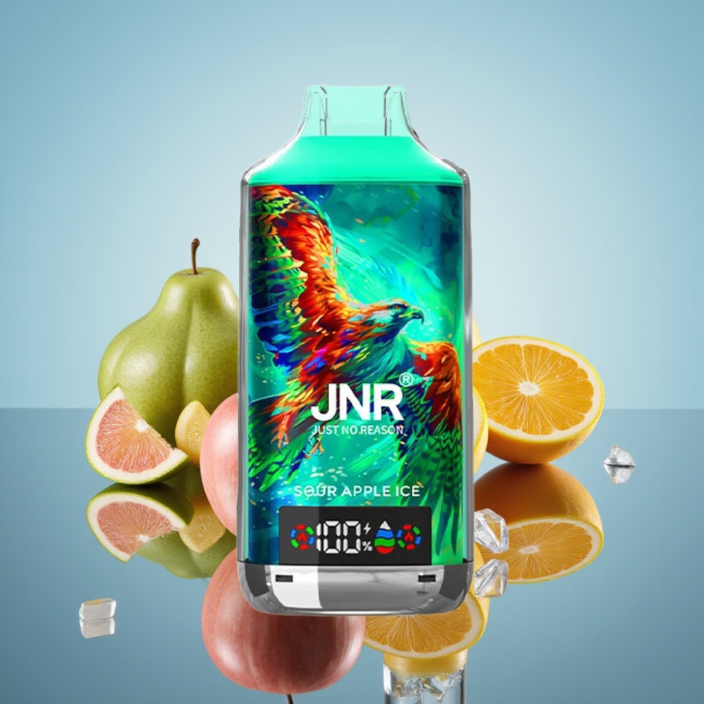 JNR Falcon X 18000 퍼프 듀얼 메시 코일 사과 아이스 디지털 디스플레이