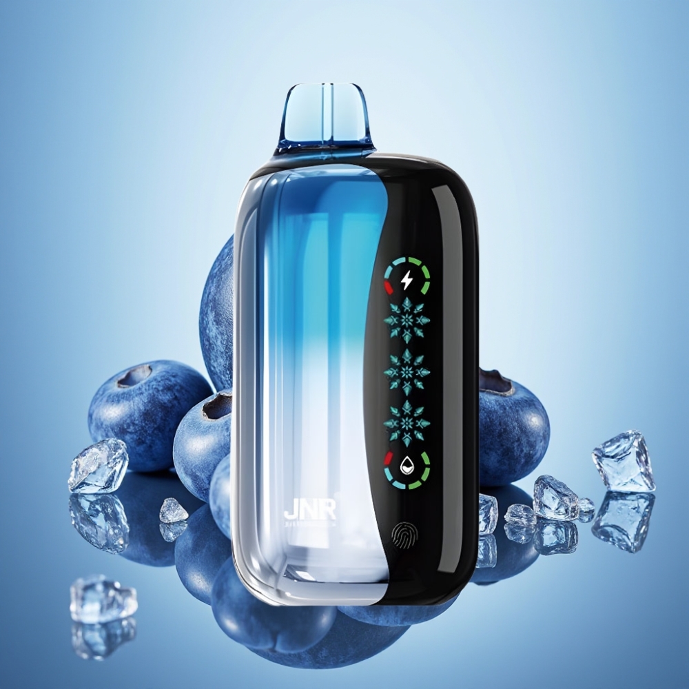 JNR Flex Ice 21000 퍼프 디스포저블 베이프 블루베리 아이스 (터치스크린, 공기조절, 26ml)
