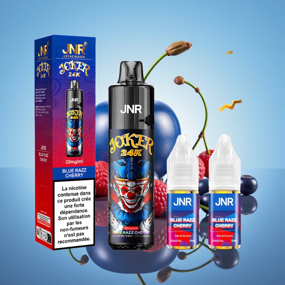 JNR Joker 24K 리필러블 팟 블루래즈 체리 전자담배 (800mAh, 24000퍼프)