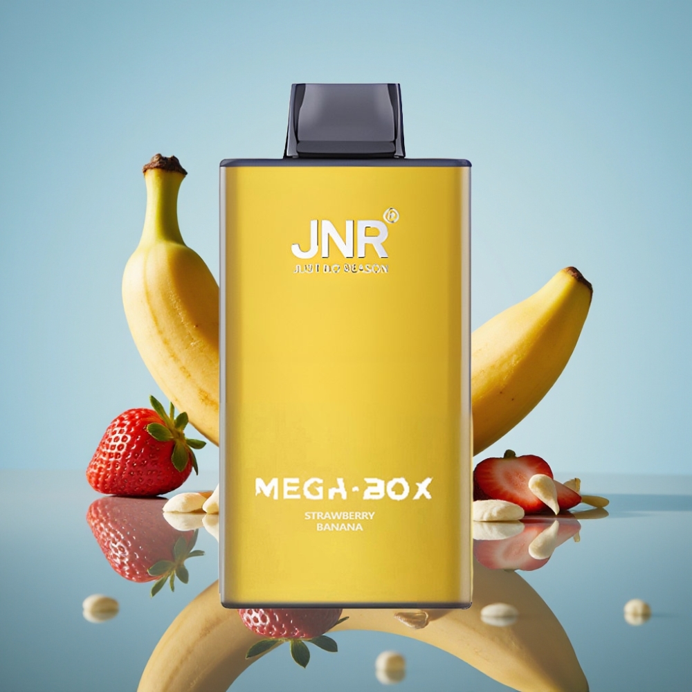 JNR Mega Box 25000 퍼프 스트로베리 바나나 디스포저블 베이프 (30ml, 850mAh, 듀얼 메시 코일)