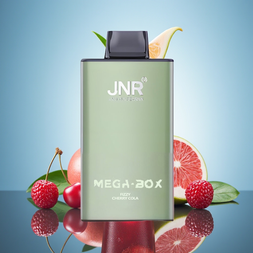 JNR Mega Box 25000 퍼프 디스포저블 베이프 피지 체리 콜라 (30ml, 850mAh, 듀얼 메시 코일)