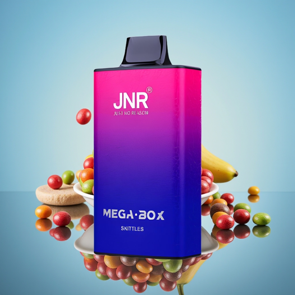 JNR Mega Box 25000 퍼프 스키틀즈 디스포저블 베이프 (30ml, 850mAh, 듀얼 메시 코일)