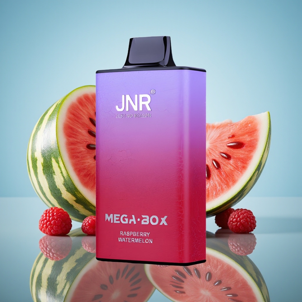 JNR Mega Box 25000 퍼프 일회용 베이프 라즈베리 워터멜론 (30ml, 850mAh, 듀얼 메쉬 코일)