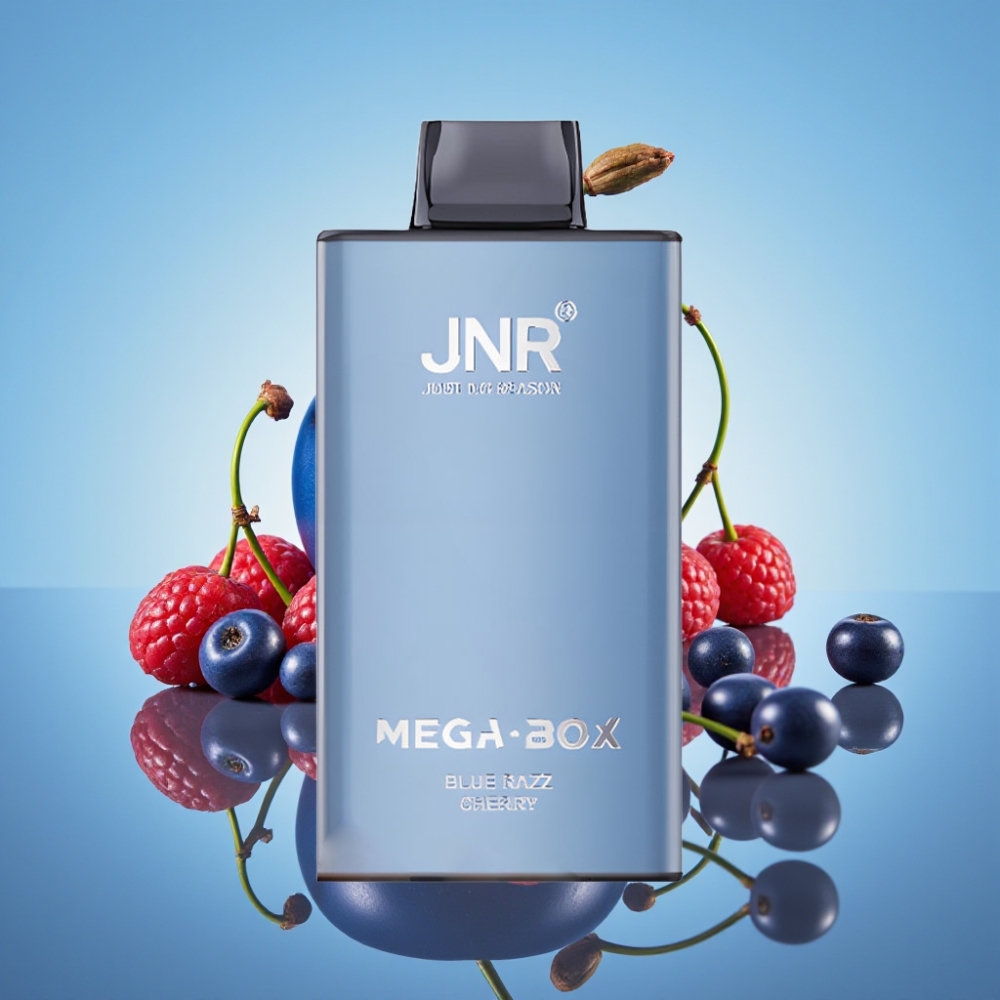 JNR Mega Box 25000 퍼프 디스포저블 베이프 블루 레즈 체리 (30ml, 850mAh, 듀얼 메시 코일)