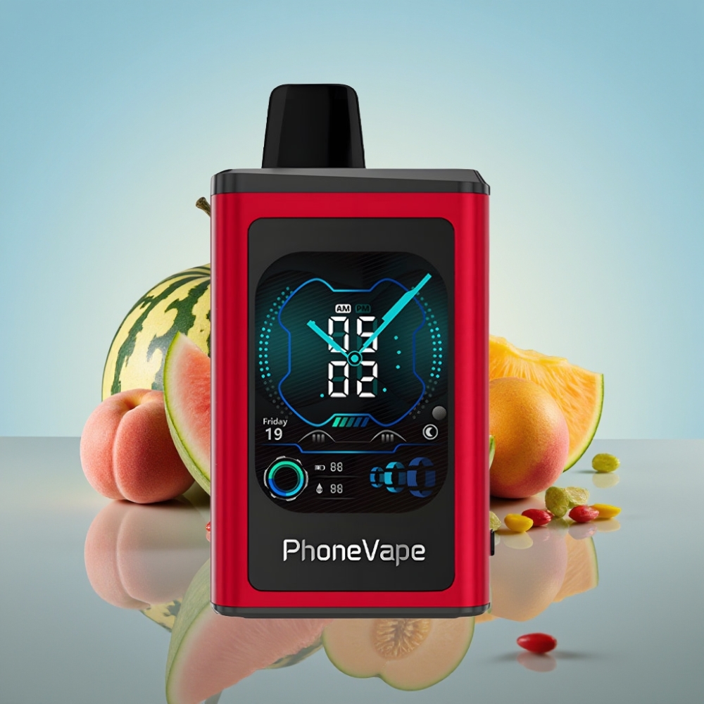 JNR PhoneVape 30000 퍼프 디스포저블 베이프 (피치 망고 워터멜론) / 850mAh / Type-C 충전 / 터보 모드