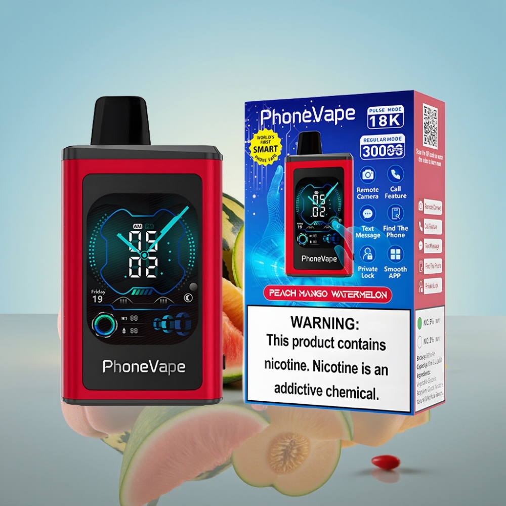 JNR PhoneVape 30000 퍼프 디스포저블 베이프 (피치 망고 워터멜론) / 850mAh / Type-C 충전 / 터보 모드