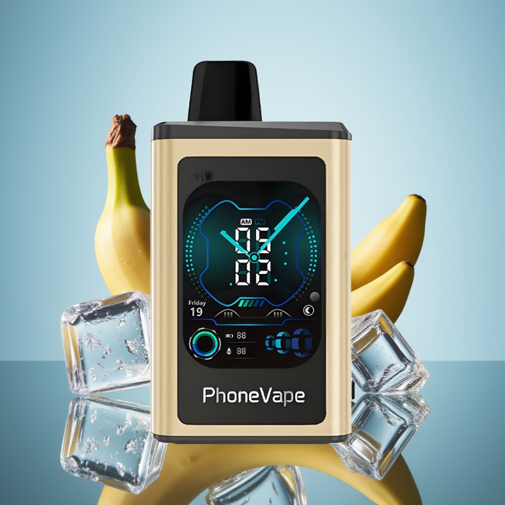 JNR PhoneVape 30000 퍼프 디스포저블 베이프 바나나 아이스, Type-C 충전, 터보 모드
