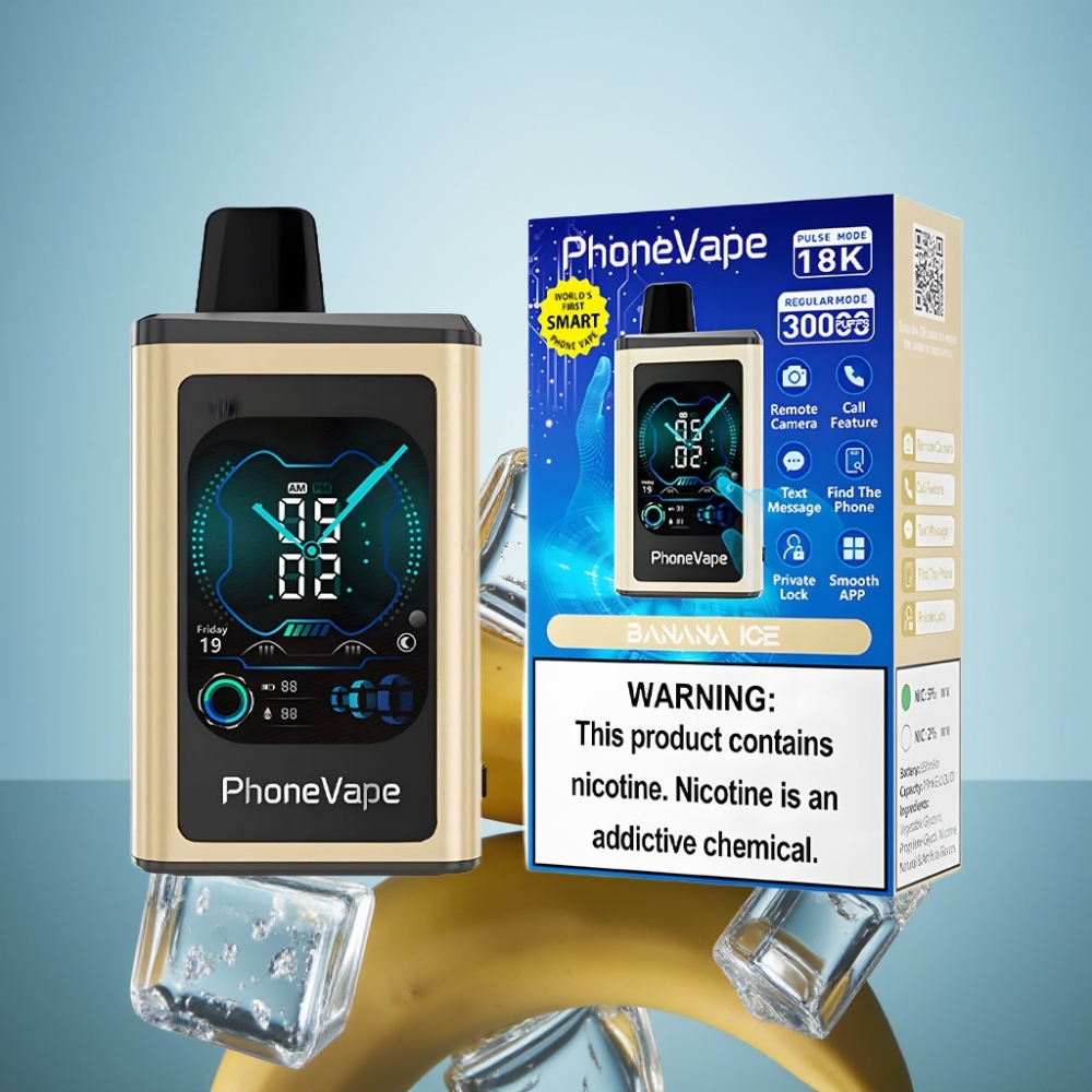 JNR PhoneVape 30000 퍼프 디스포저블 베이프 바나나 아이스, Type-C 충전, 터보 모드