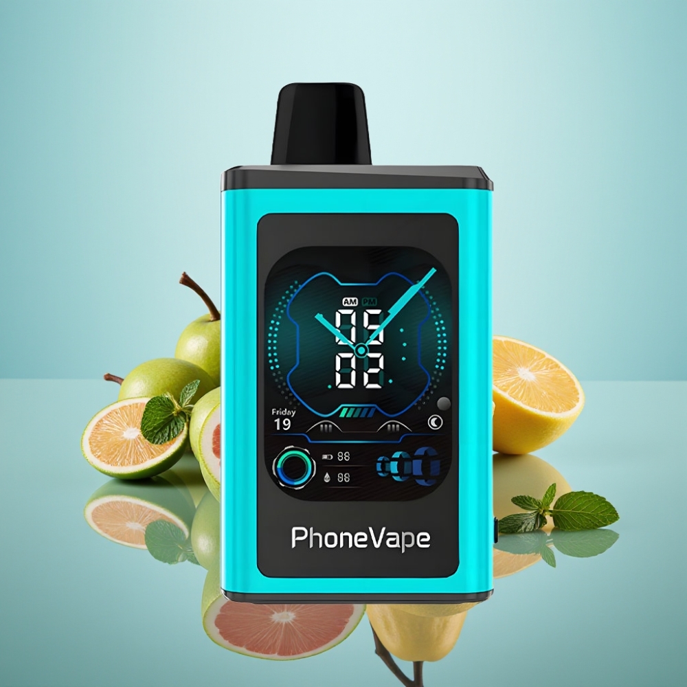 JNR PhoneVape 30000 퍼프 디스포저블 베이프 마이애미 민트 (Type-C 충전, 터보 모드, 앱 제어)