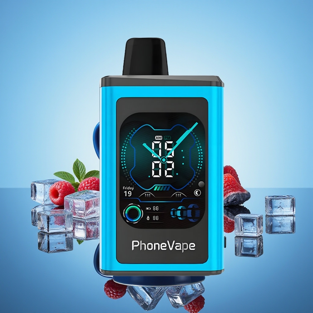 JNR PhoneVape 30000 퍼프 디스포저블 베이프 블루 레이즈 아이스 Type-C 충전 터보 모드