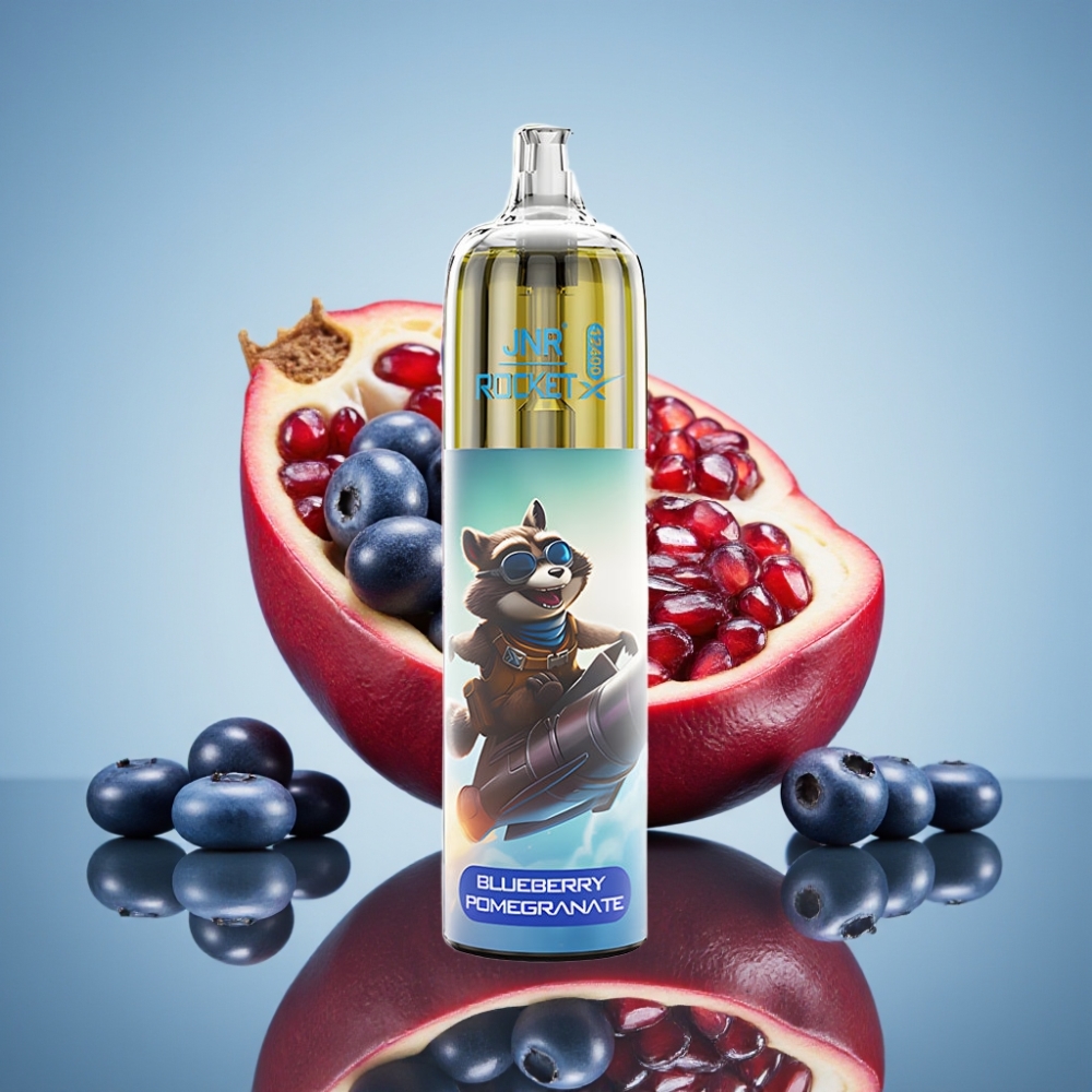 JNR Rocket-X 12400 퍼프 디스포저블 베이프 블루베리 석류 (조절 가능한 공기흐름, 850mAh)