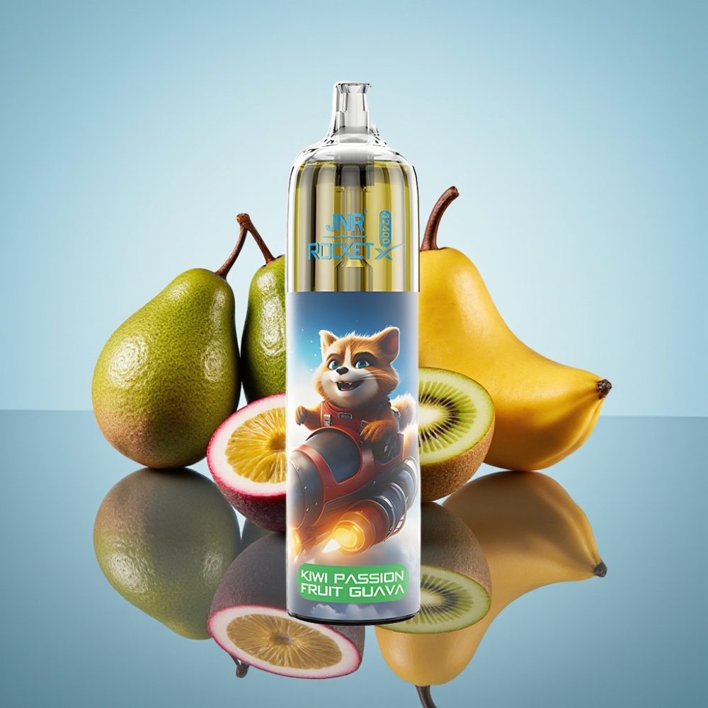 JNR Rocket-X 12400 퍼프 디스포저블 베이프 키위 패션 구아바 (조절형 공기흐름, RGB 라이트, 25ml)