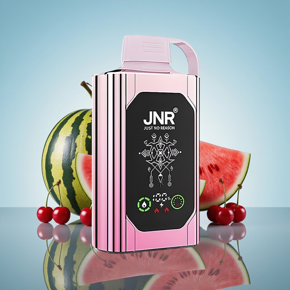 JNR Shisha Hookah Box 20500 퍼프 체리 워터멜론 프리즈 디스포저블 베이프 (듀얼 메시 코일, 25ml)