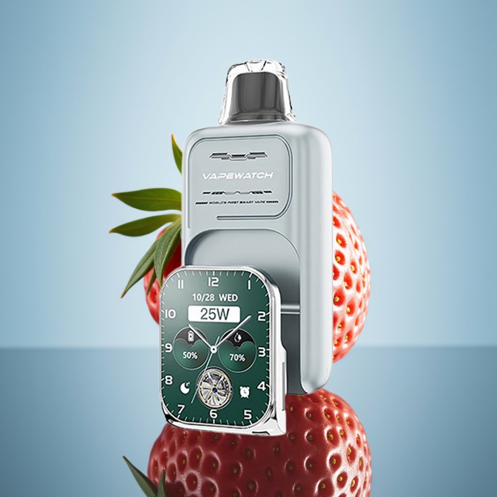 JNR VapeWatch 30000 퍼프 스트로베리 아이스 일회용 베이프 (듀얼 메시 코일, 19mL)