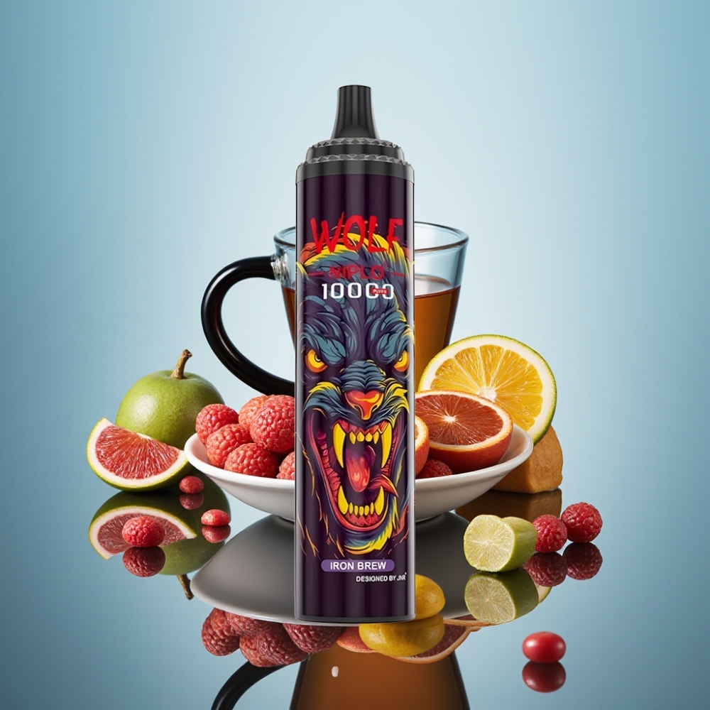 JNR Wolf Niplo 10000 퍼프 디스포저블 베이프 아이언 브루 (1.0옴 메시 코일, 20ml)