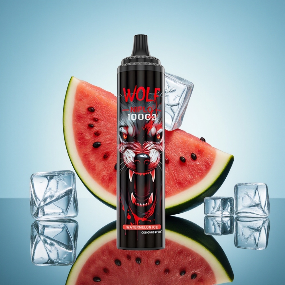 JNR Wolf Niplo 10000 퍼프 디스포저블 베이프 워터멜론 아이스 (1.0옴 메시 코일, 650mAh)
