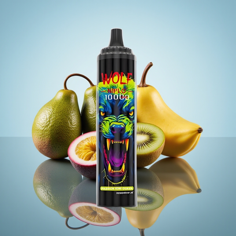 JNR Wolf Niplo 10000 퍼프 디스포저블 베이프 패션 키위 구아바 (1.0옴 메시 코일, 650mAh)