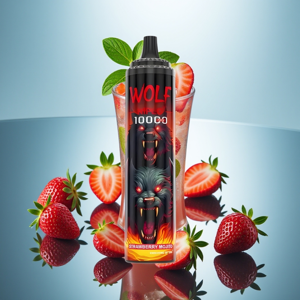 JNR Wolf Niplo 10000 퍼프 스트로베리 모히토 디스포저블 베이프 메쉬 코일 1.0옴