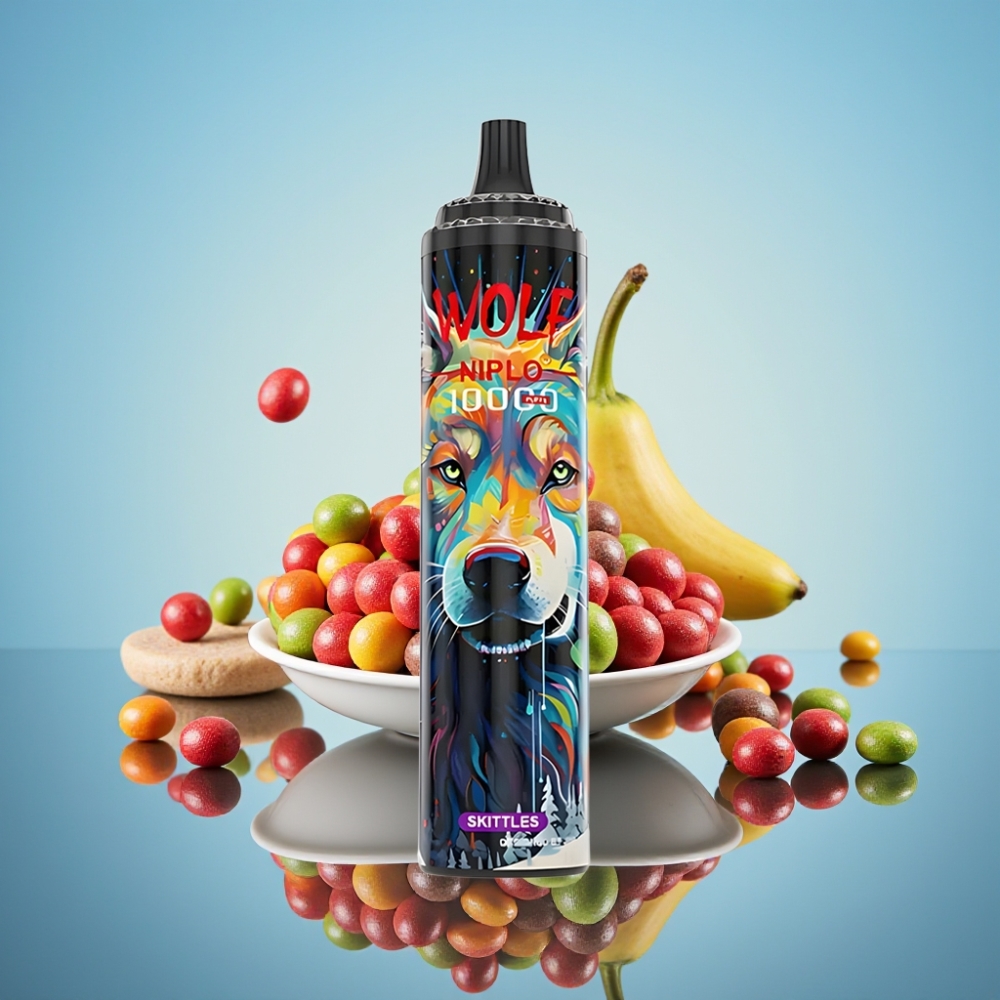 JNR Wolf Niplo 10000 Puffs 디스포저블 스키틀즈 맛 (1.0옴 메시 코일, 650mAh)