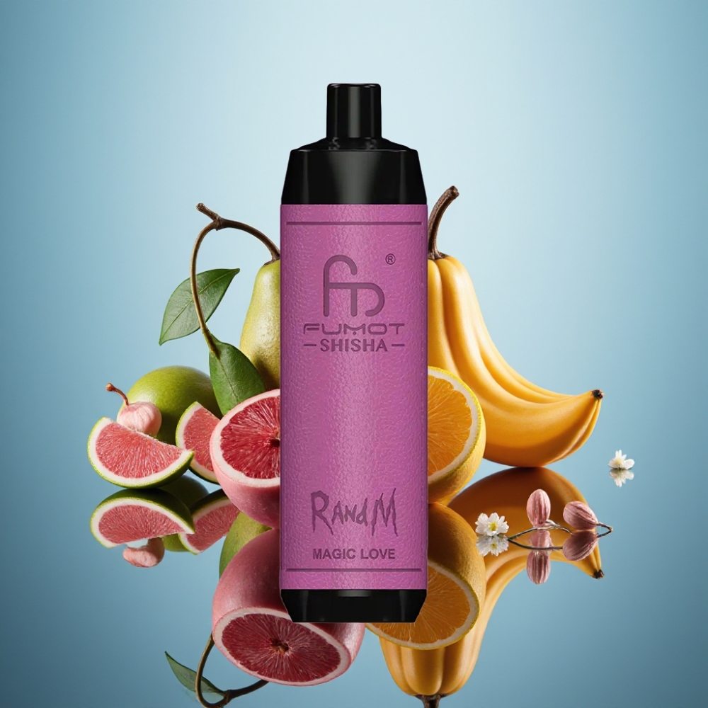 RandM Fumot Shisha 10000 퍼프 디스포저블 베이프 매직 러브 (LED, 18ml, 0.5% 니코틴)