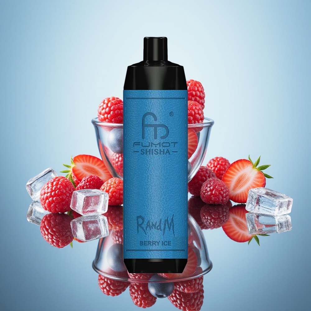 RandM Fumot Shisha 10000 베리 아이스 전자담배 (LED 표시기, 18ml, 타입-C)