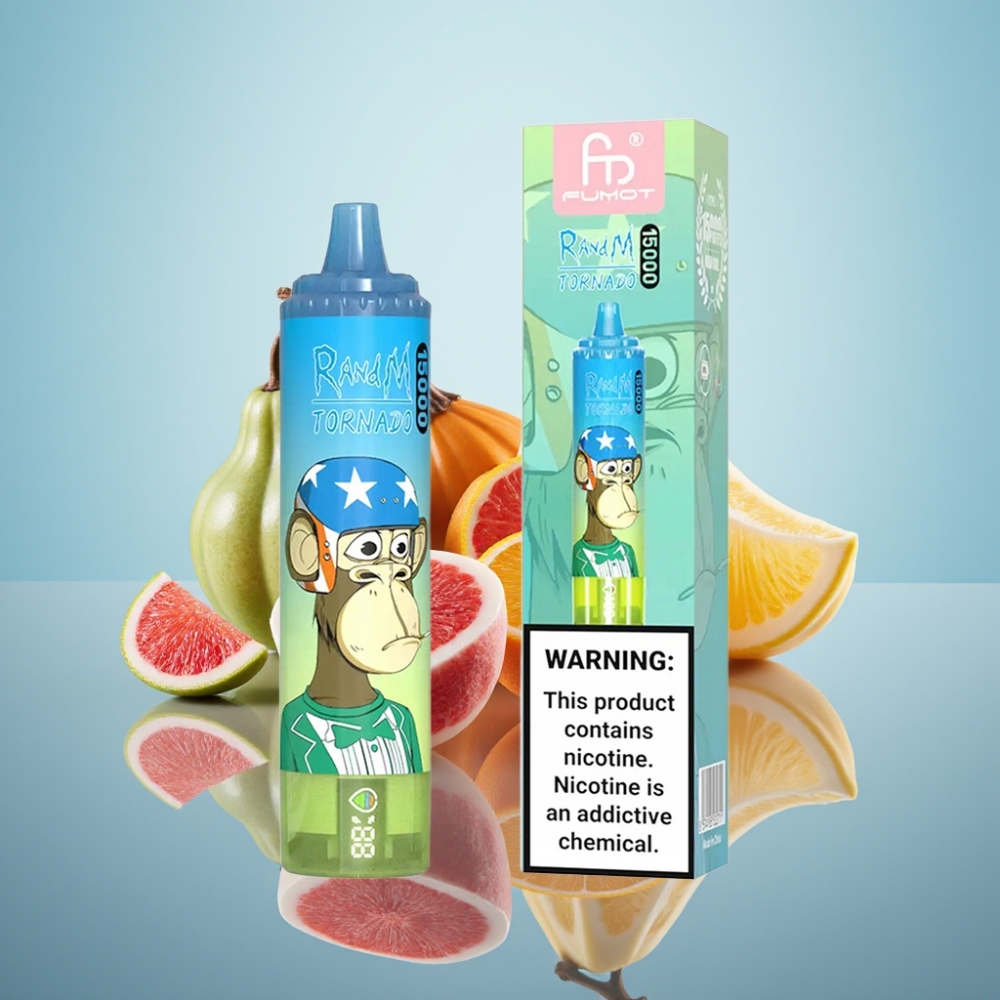 RandM Fumot Tornado 15000 퍼프 구미베어 디스포저블 베이프 (25ml, 0.9옴 메쉬 코일, LCD)