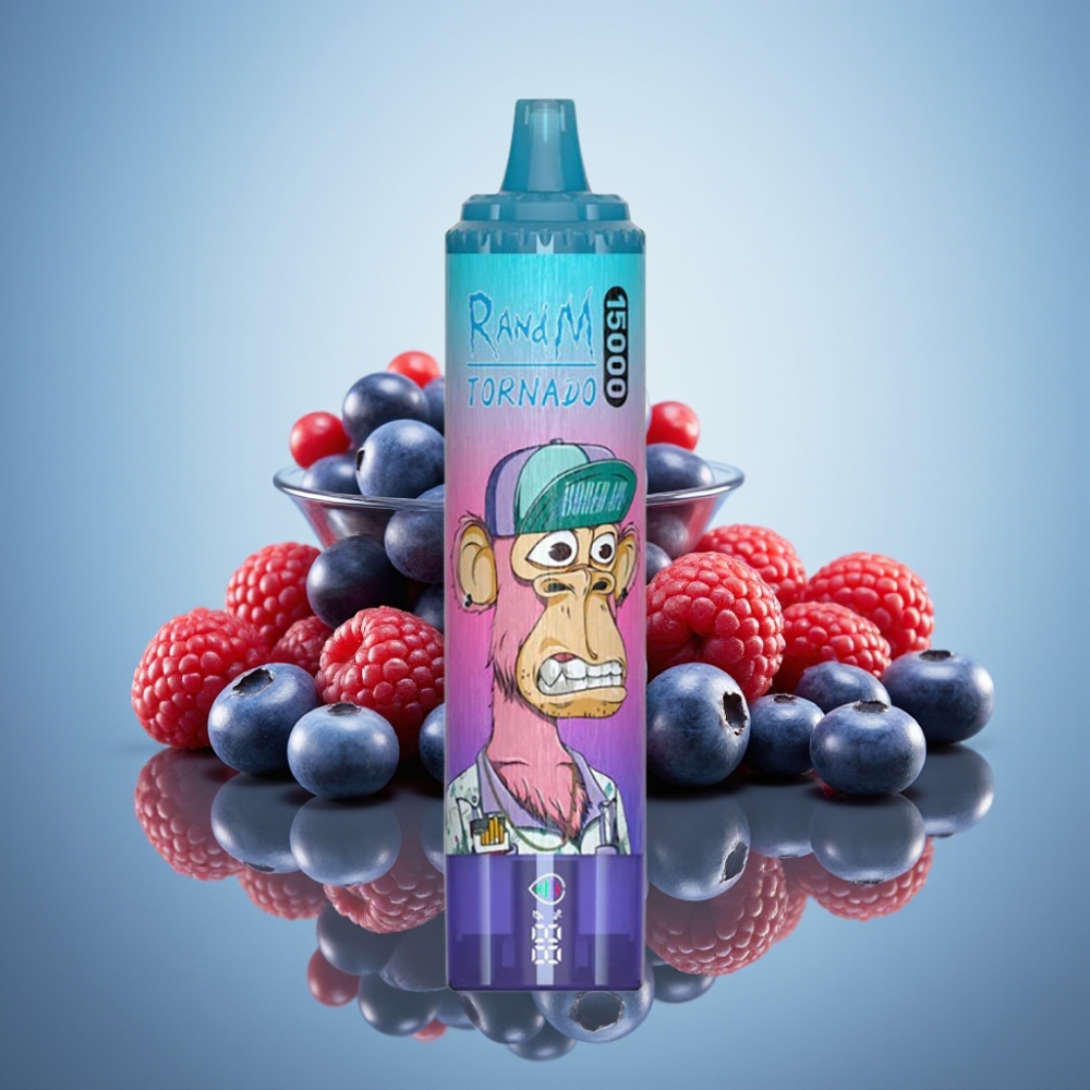 RandM Fumot Tornado 15000 퍼프 블루베리 라즈베리 (25ml, 850mAh, 메시 코일)