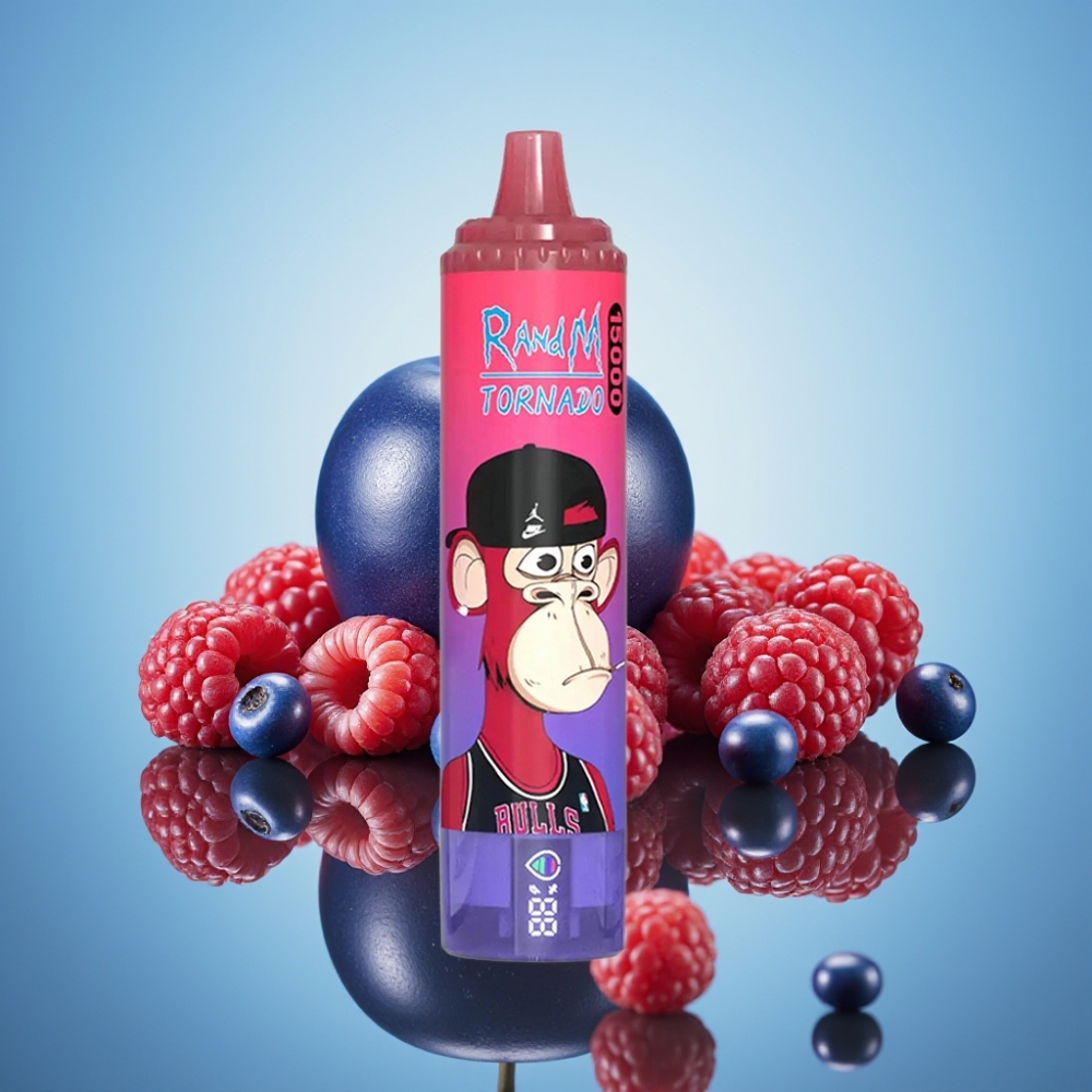 RandM Fumot Tornado 15000 퍼프 블루사워 라즈베리 (25ml, 850mAh, 메시 코일)