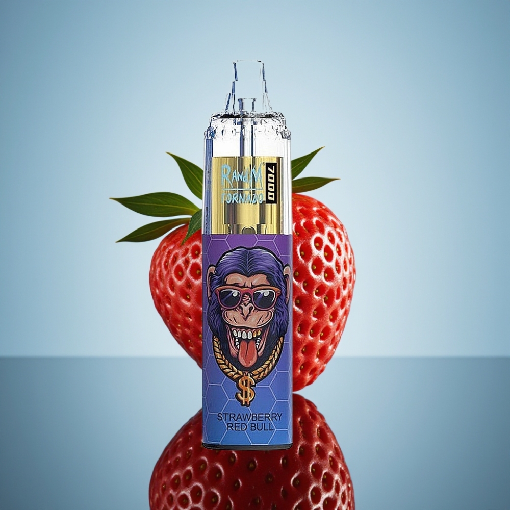 RandM Fumot Tornado 7000 디스포저블 베이프 스트로베리 레드불 (14ML, 850mAh, 메시 코일)