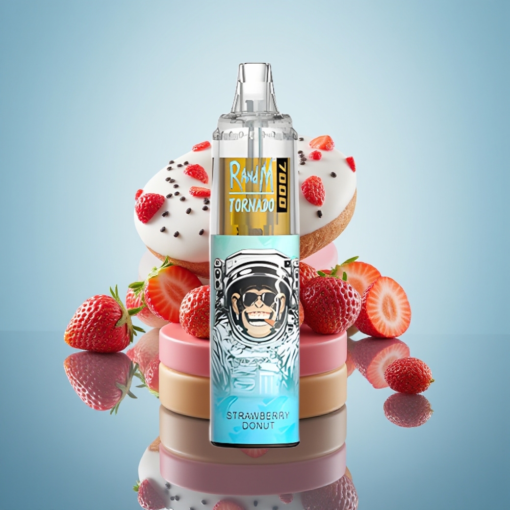 RandM Fumot Tornado 7000 스트로베리 도넛 디스포저블 베이프 (14ml, 850mAh, 메시 코일)
