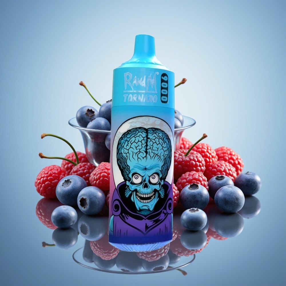 RandM Fumot Tornado 9000 퍼프 블루베리 체리 크랜베리 디스포저블 베이프 (850mAh, 18mL, 메쉬 코일)