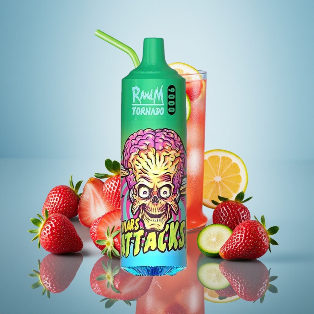 RandM Fumot Tornado 9000 Puffs 디스포서블 베이프 스트로베리 레모네이드 (18mL, 메쉬 코일)