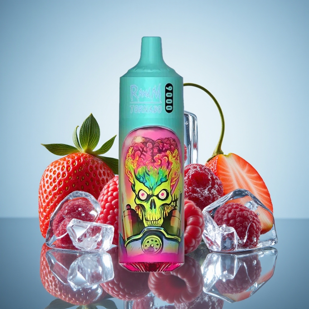 RandM Fumot Tornado 9000 Puffs 스트로베리 라즈베리 체리 아이스 디스포저블 베이프