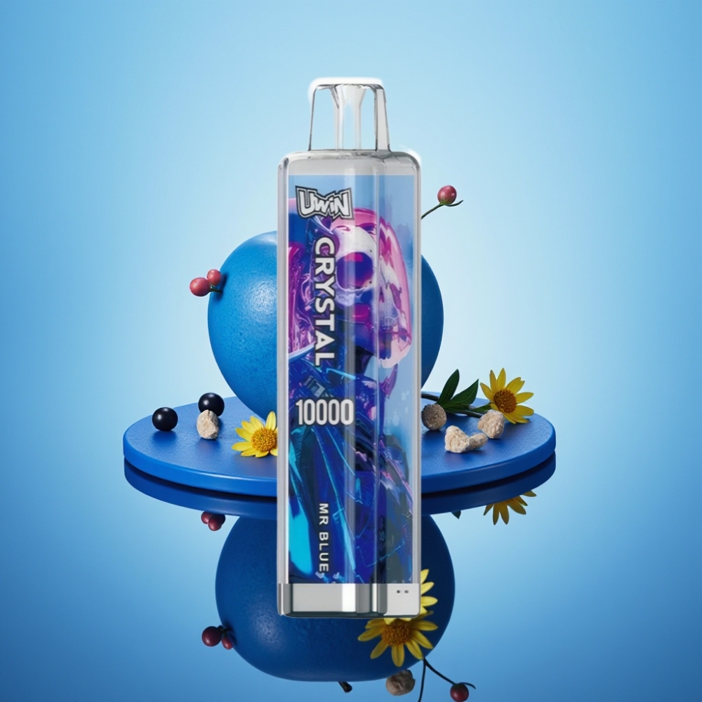Uwin Crystal 10000 퍼프 디스포저블 베이프 미스터 블루 (18ml, 650mAh, 0.8옴 메시 코일)