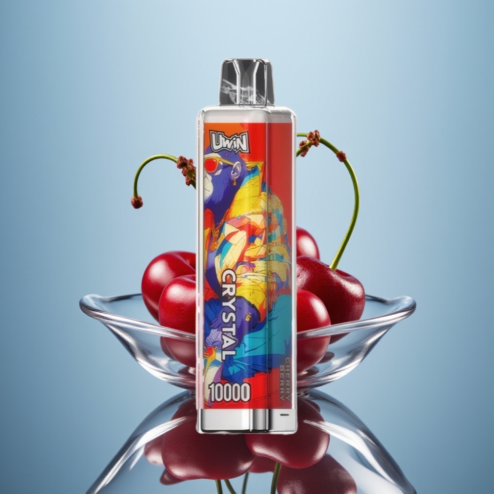 Uwin Crystal 10000 퍼프 (체리 베리) – 18ml, 650mAh, Type-C 충전, RGB 라이트