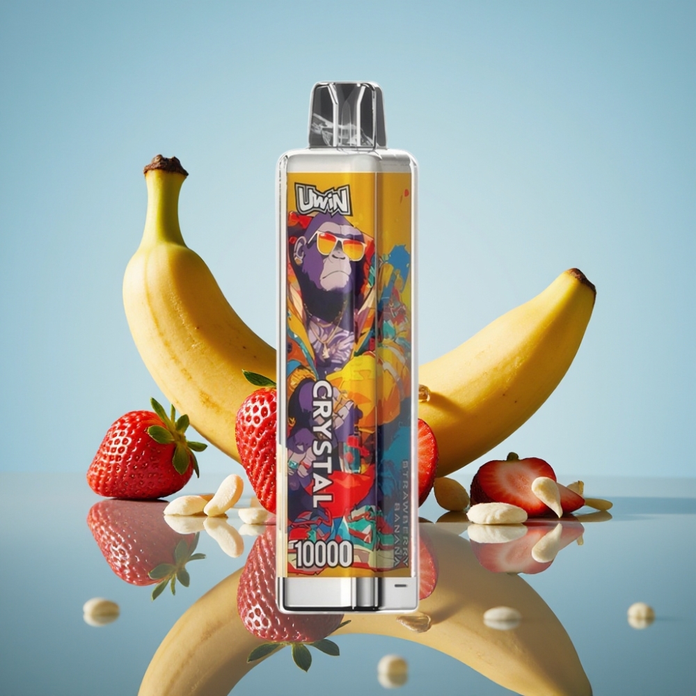 Uwin Crystal 10000 스트로베리 바나나 디스포저블 베이프 (18ml, 650mAh, Type-C)