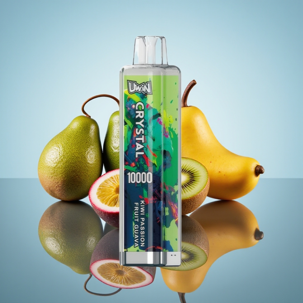 Uwin Crystal 10000 퍼프 디스포저블 베이프 키위 패션후르츠 구아바 (18ml, 650mAh)