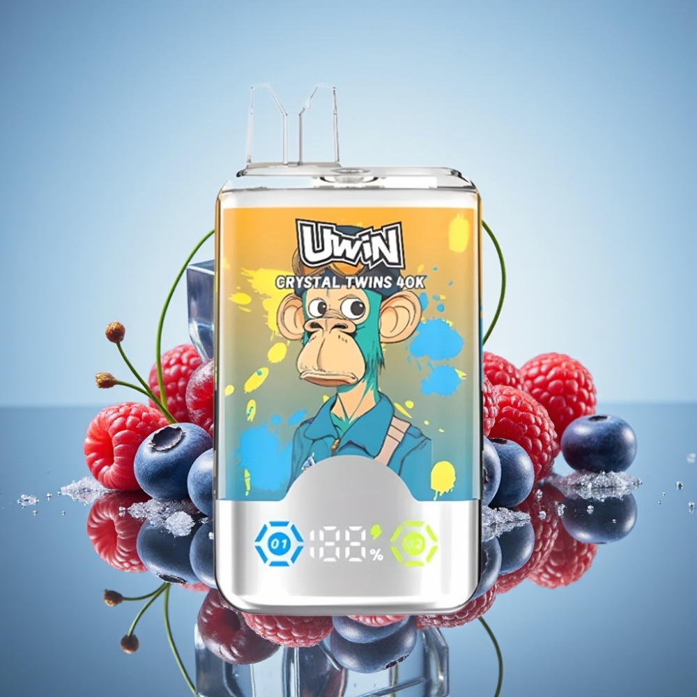 Uwin Crystal Twins 40000 퍼프 블루베리 라즈베리 체리 아이스 메시 코일 0.6옴